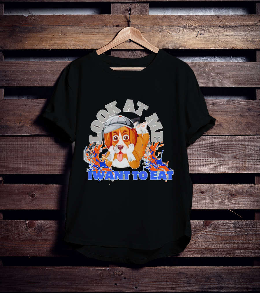 Look At Me I Want To Eat Cute Dog With Cap Splash Graphics T-Shirt