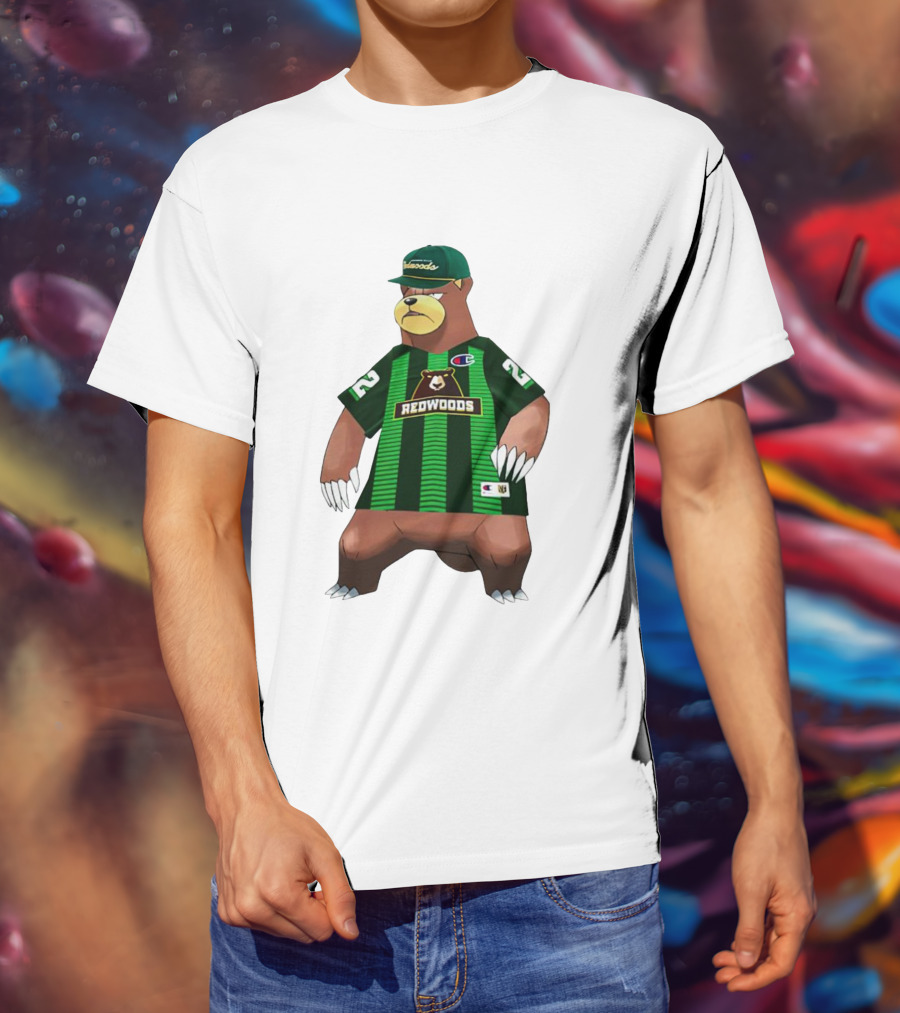 Redwoods Lacrosse Bear Mascot Green Jersey 22 T-Shirt
