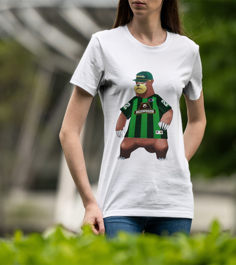 Redwoods Lacrosse Bear Mascot Green Jersey 22 T-Shirt