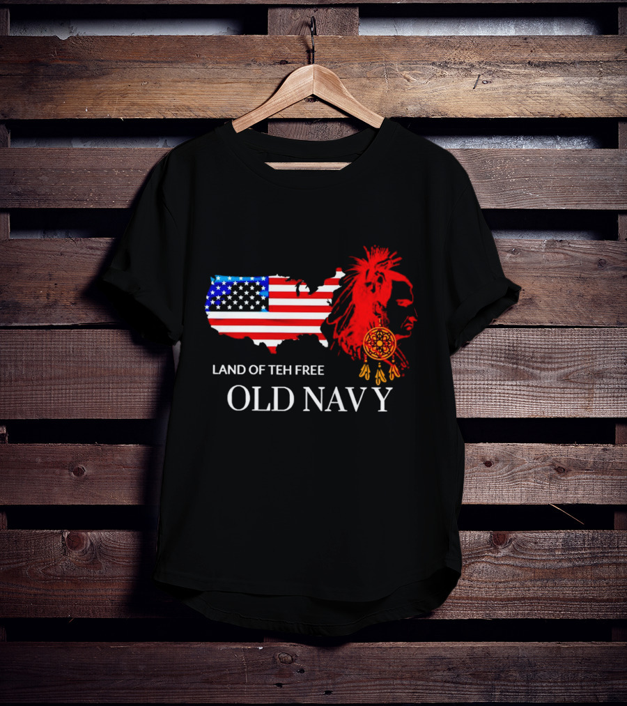 Land Of Teh Free Old Navy USA Flag Native American T-Shirt