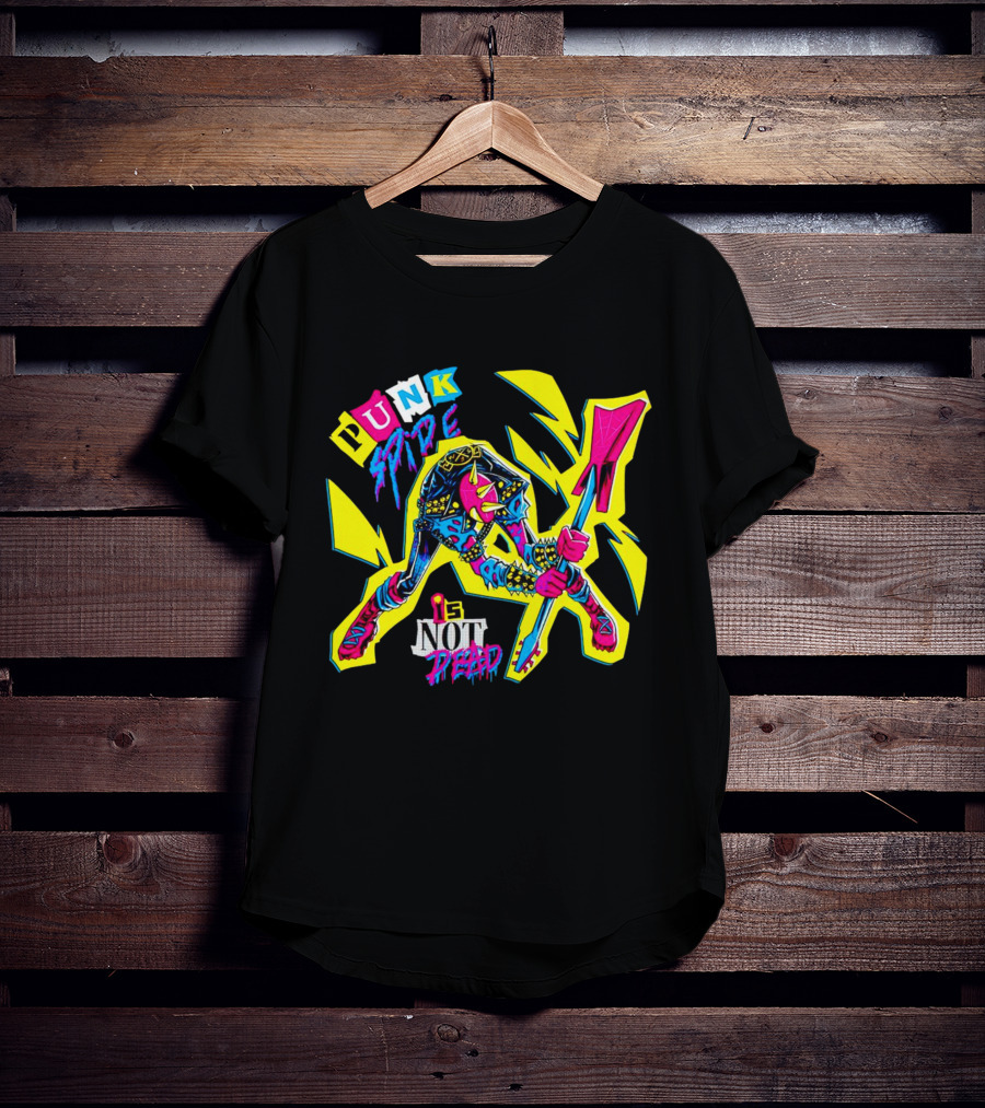 Punk Spider Is Not Dead Electric Guitar Lightning Bolt T-Shirt