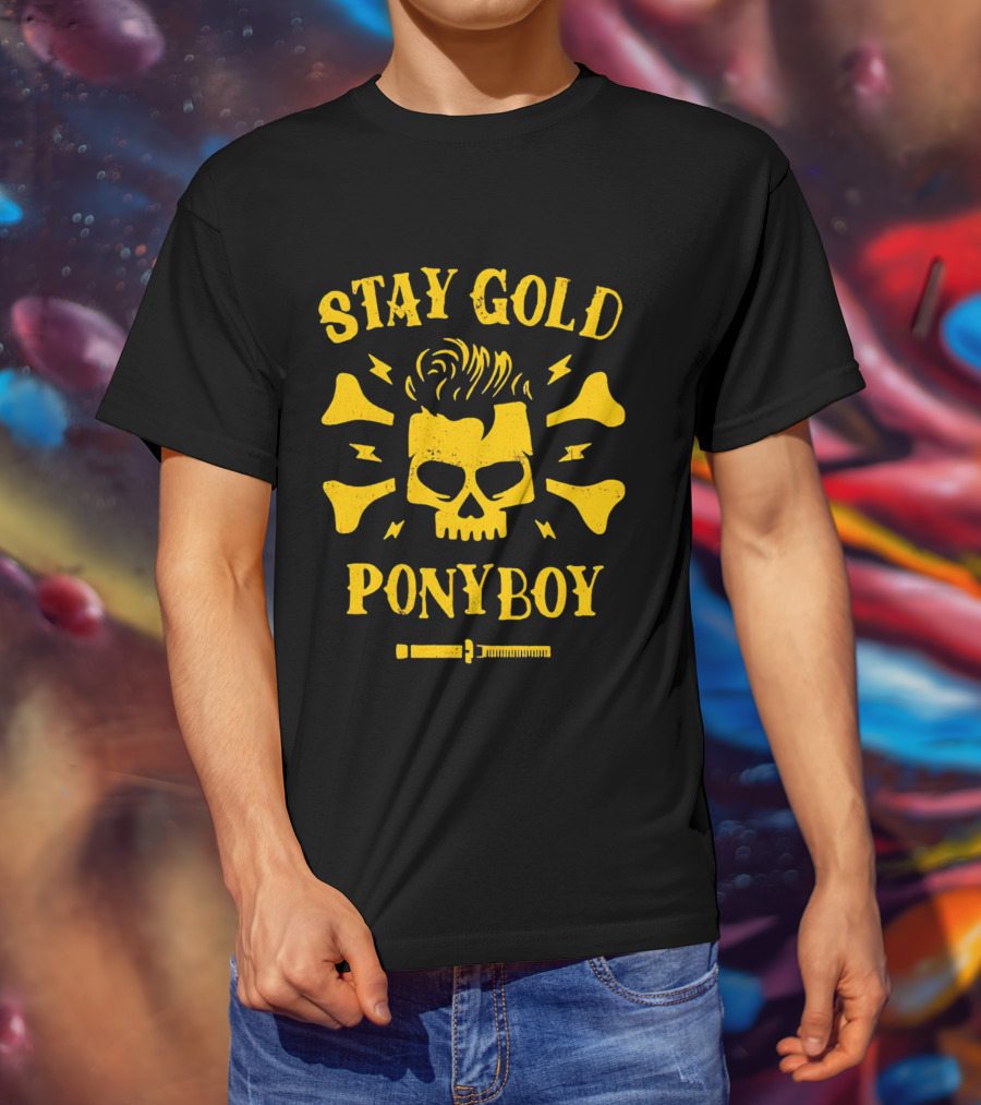 Stay Gold Ponyboy Skull With Comb And Bones T-Shirt
