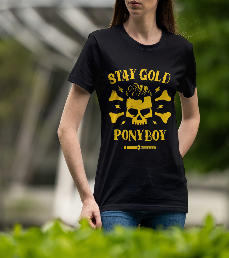Stay Gold Ponyboy Skull With Comb And Bones T-Shirt