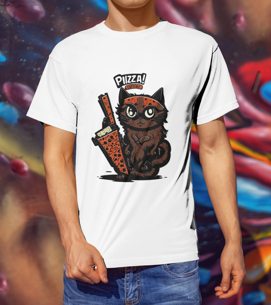 Pizza Cat Cattfat Meow That's A Good Slice T-Shirt
