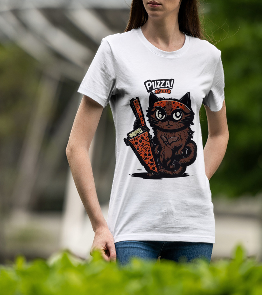Pizza Cat Cattfat Meow That's A Good Slice T-Shirt