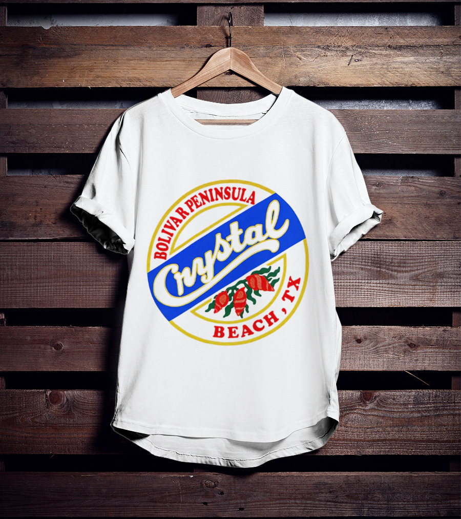 Bolivar Peninsula Crystal Beach TX Shells Circle Badge T-Shirt
