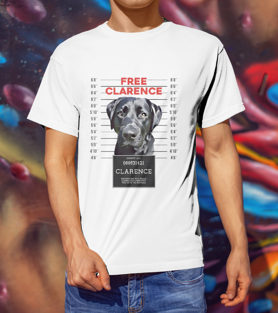 Free Clarence Mugshot Dog T-Shirt