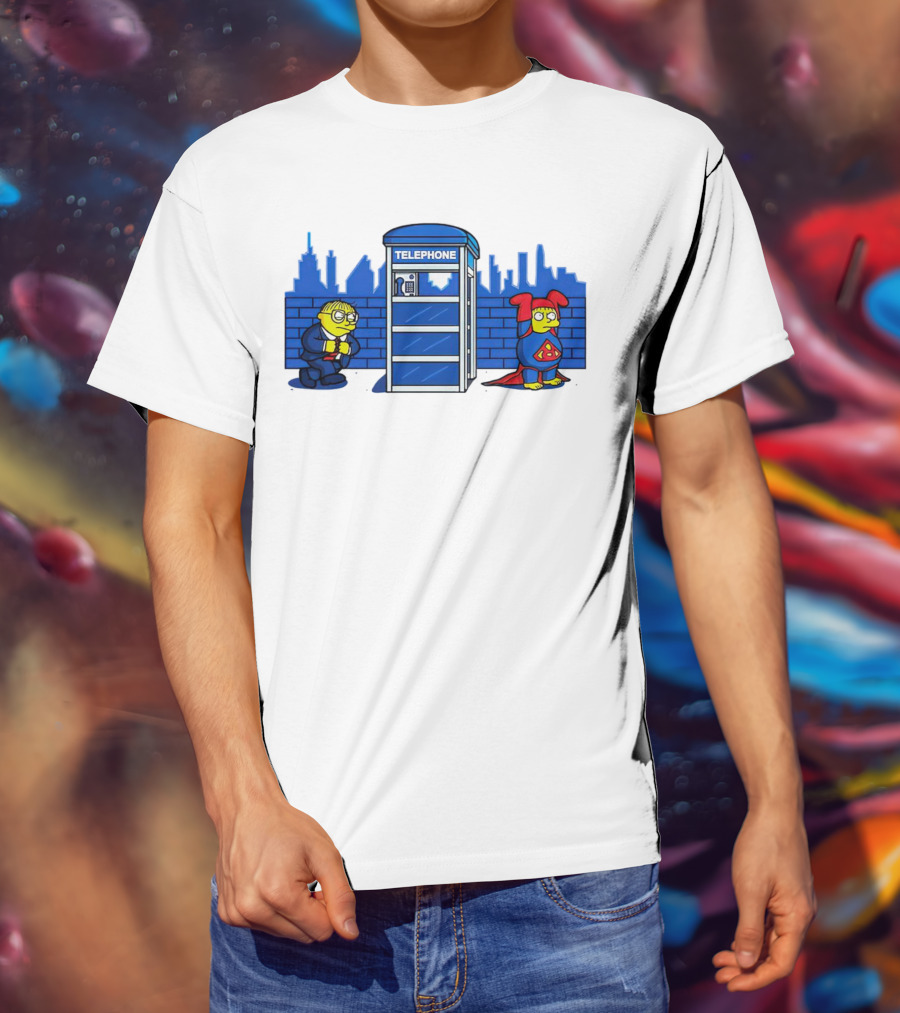 Simpson Telephone Booth Superhero Transform T-Shirt