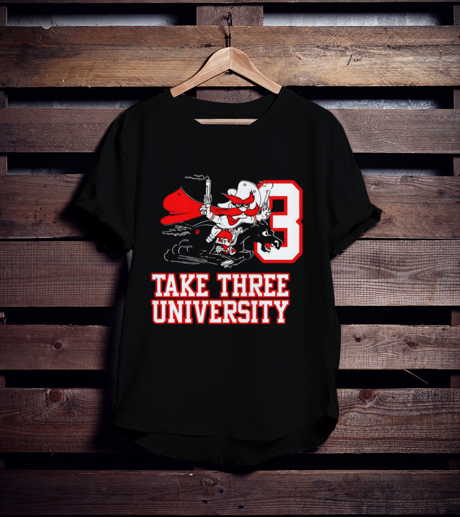 Joey Mcguire Take Three University Red Raider Character Number 3 T-Shirt