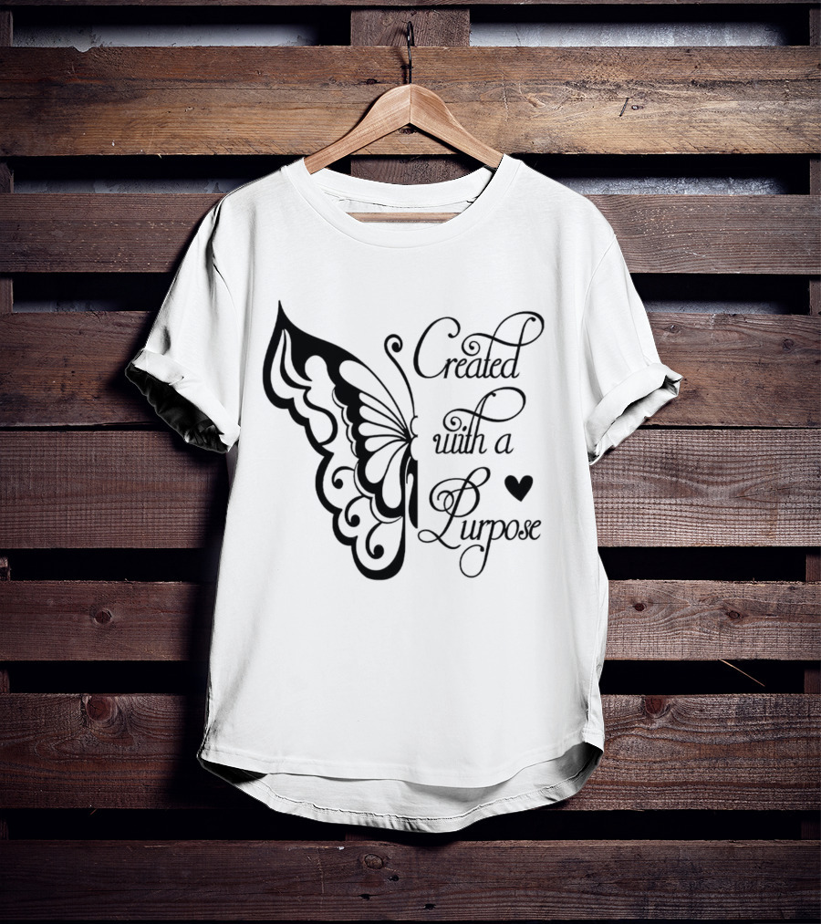 Created With A Purpose Butterfly Heart T-Shirt