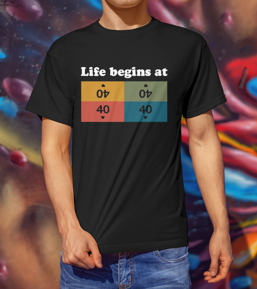 Life Begins At Commander Sphere 40 Spade Heart Cards T-Shirt