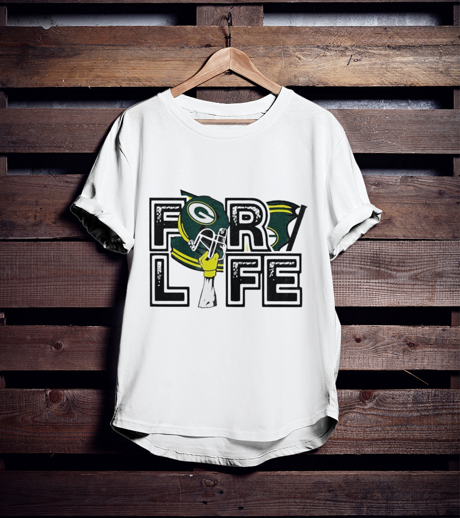 Green Bay Packers Helmet And Fist For Life T-Shirt