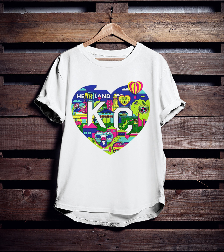 Heartland KC Colorful Parade Of Hearts Kansas City T-Shirt