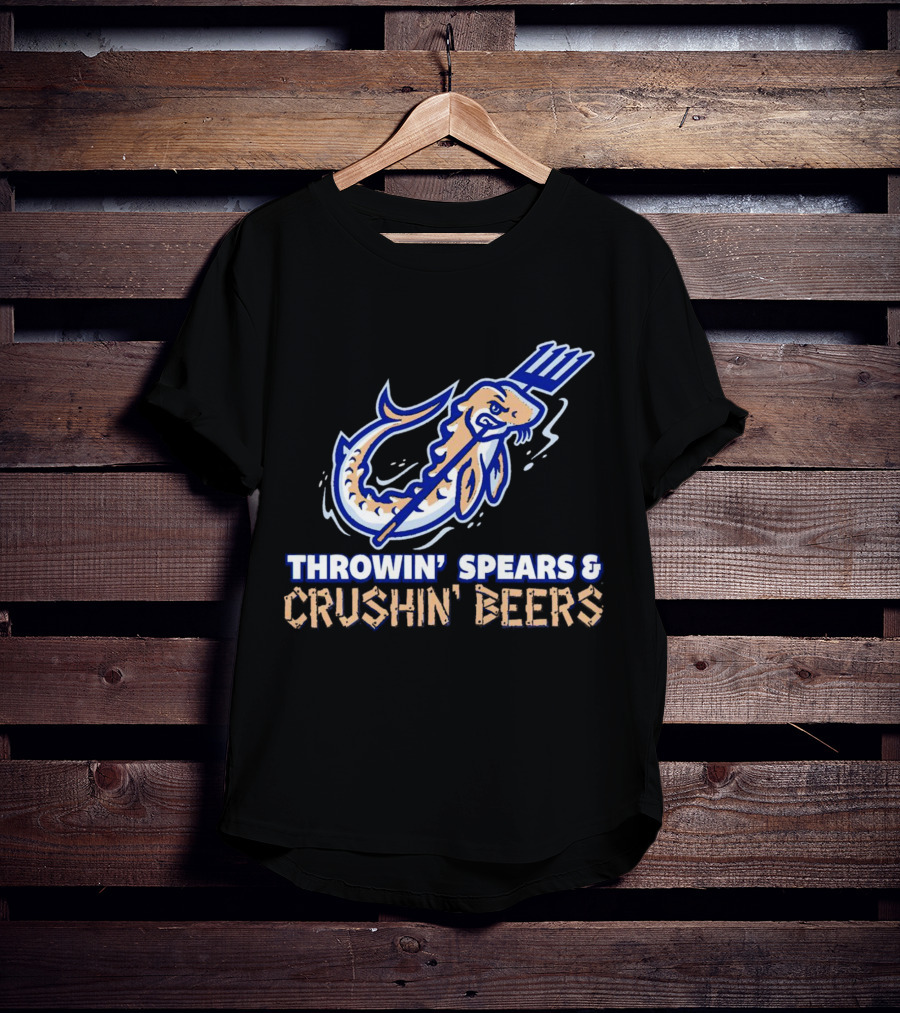 Throwin' Spears And Crushin' Beers Catfish With Pitchfork T-Shirt