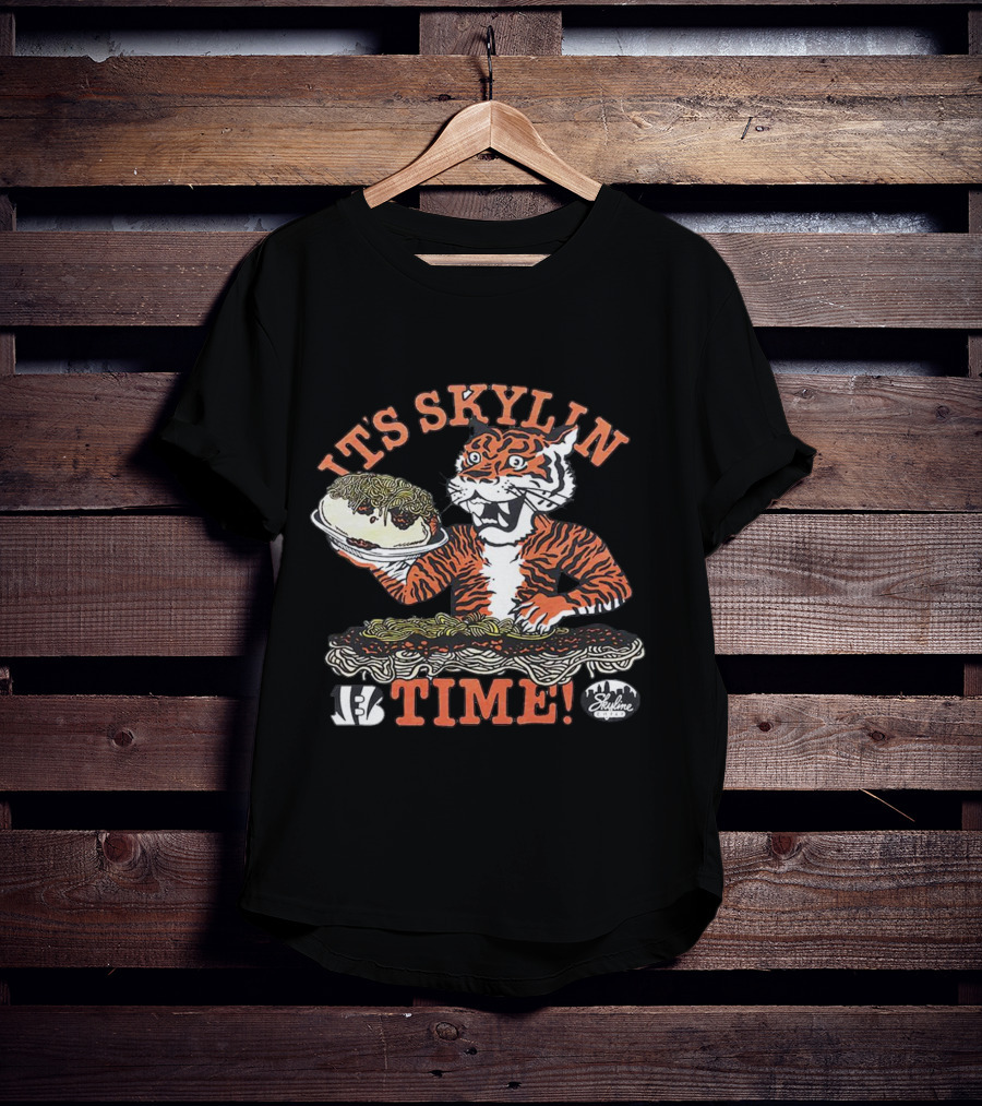 Its Skyline Time Cincinnati Bengals Tiger With Chili And Spaghetti T-Shirt