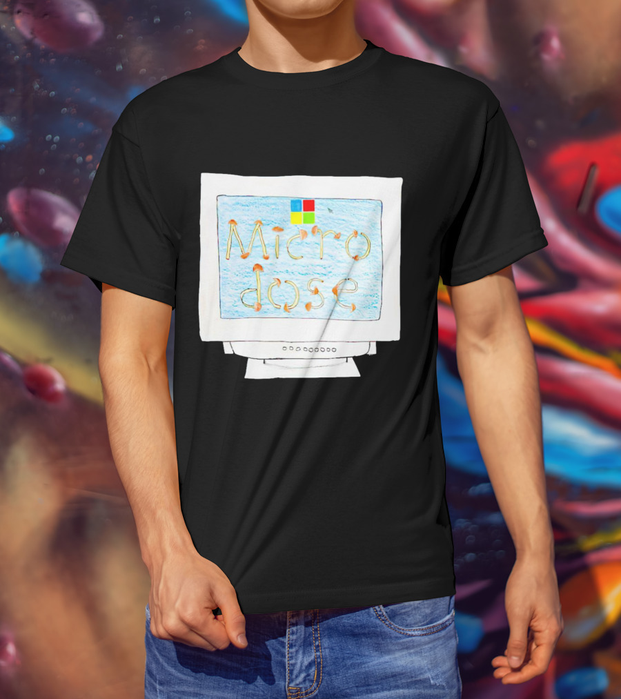 Microdose Windows Parody With Magic Mushrooms On Vintage Computer Screen T-Shirt