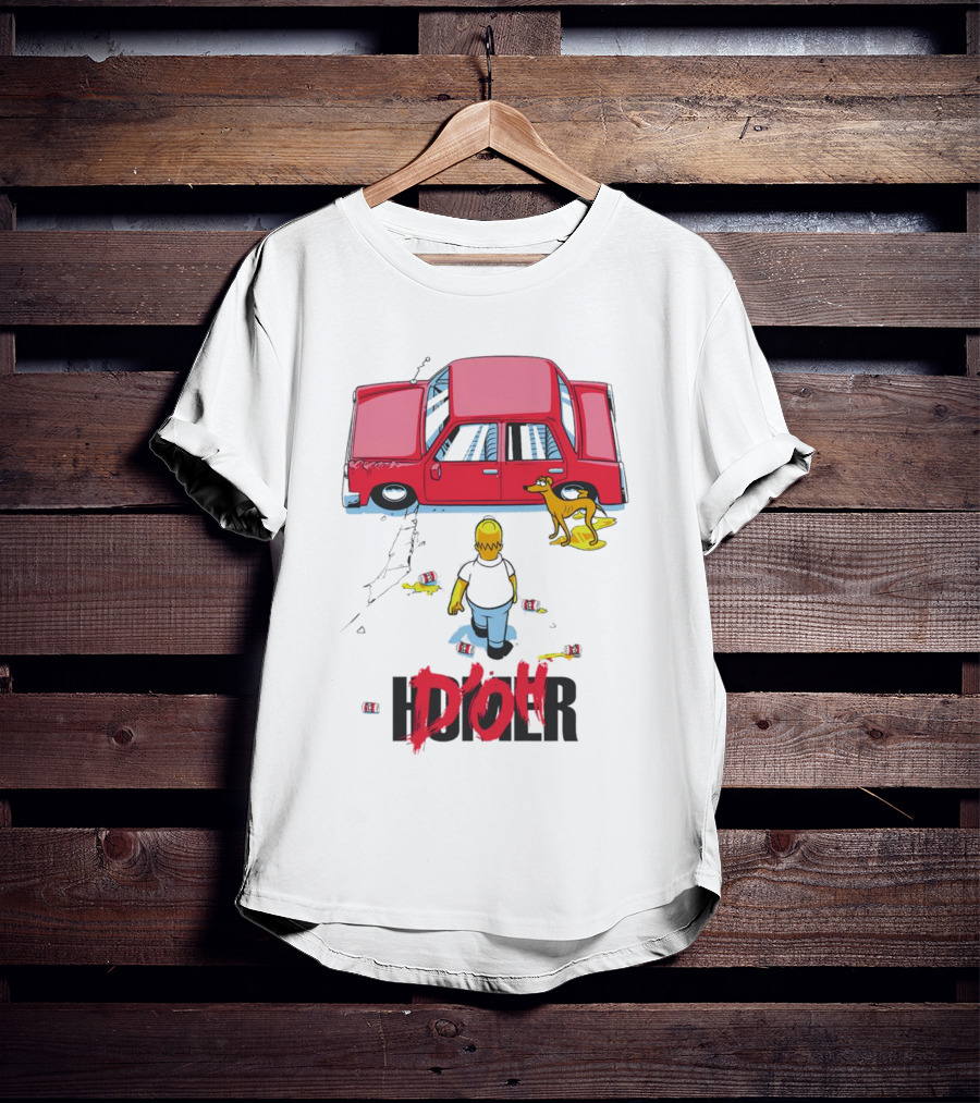 The Simpsons D’Oh Homer Red Car And Dog T-Shirt