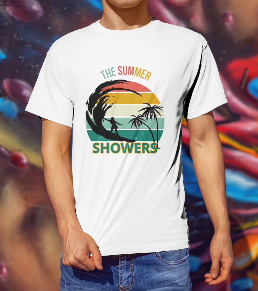 The Summer Showers Surfing Vintage Stripes T-Shirt