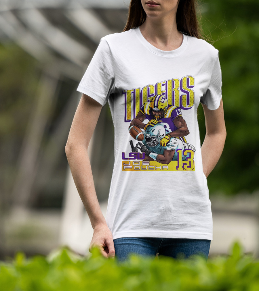 LSU Tigers Joe Foucha 13 Football Tackle T-Shirt