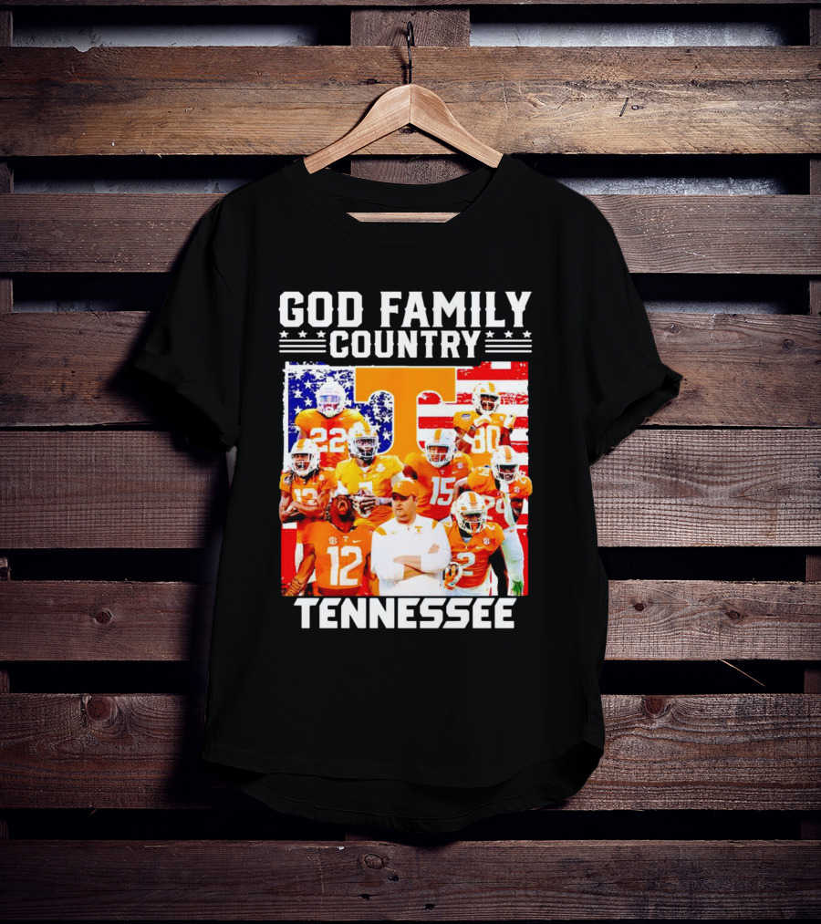 God Family Country Tennessee Volunteers Football American Flag T-Shirt