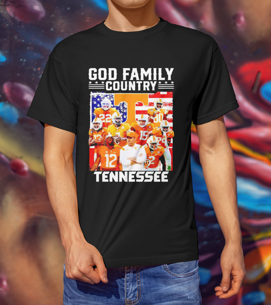 God Family Country Tennessee Volunteers Football American Flag T-Shirt