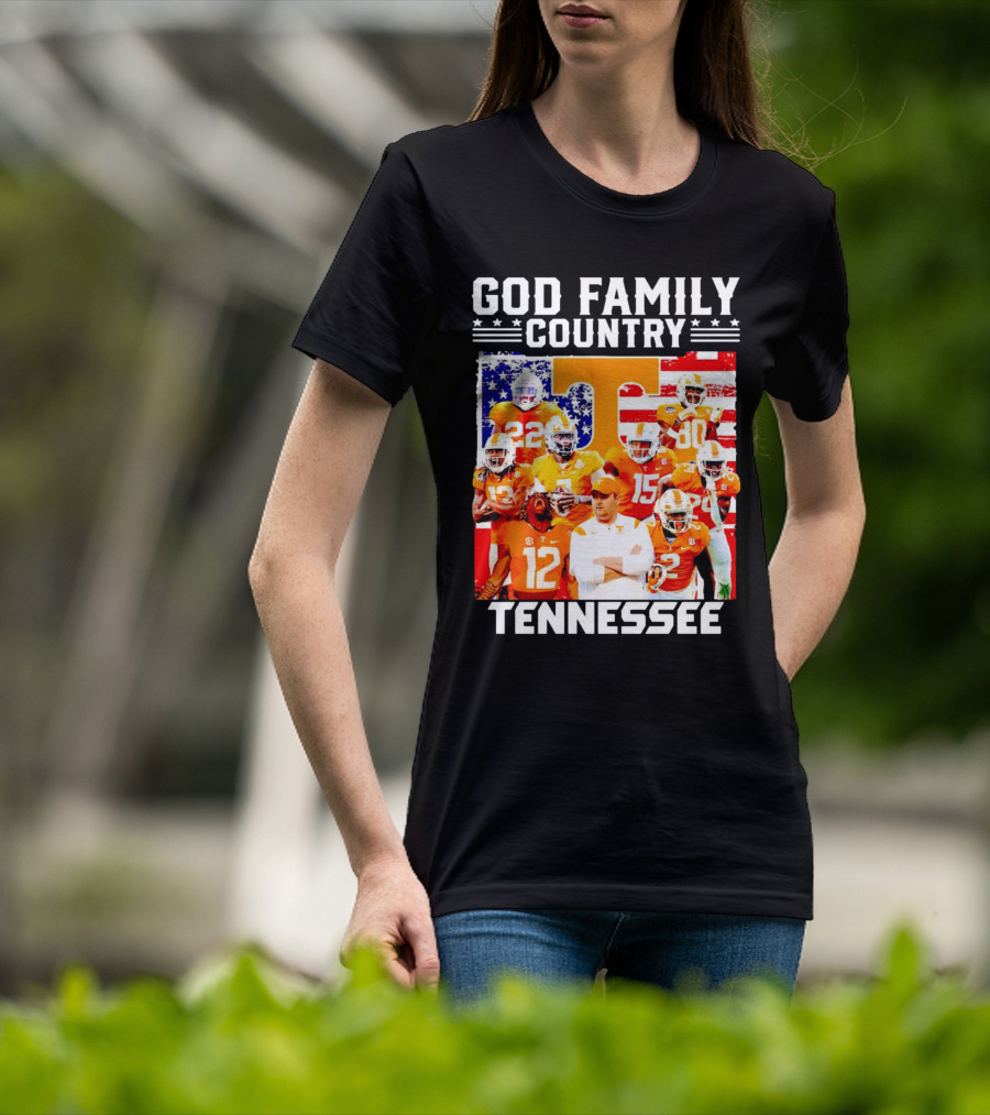 God Family Country Tennessee Volunteers Football American Flag T-Shirt