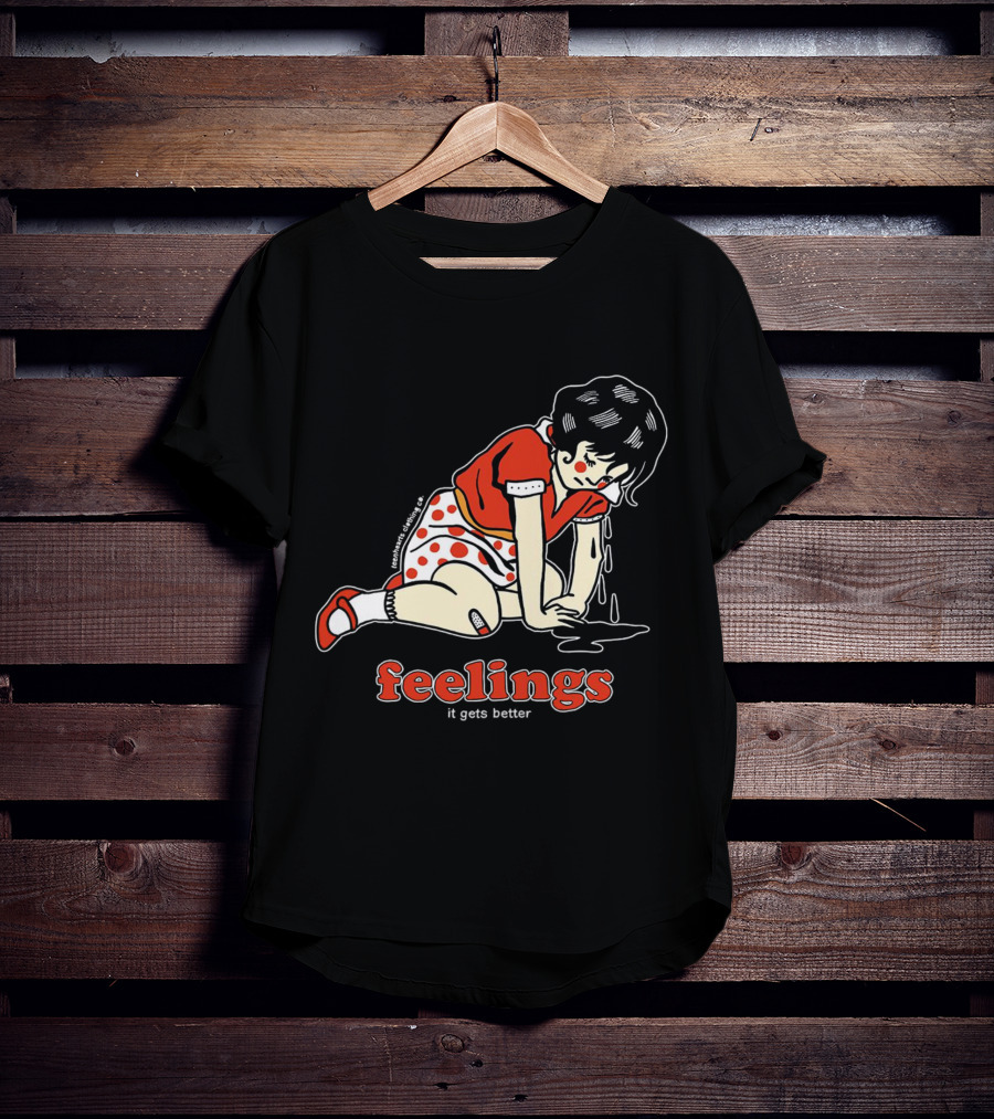 Feelings It Gets Better Vintage Cartoon Girl Red Polka Dot Dress T-Shirt