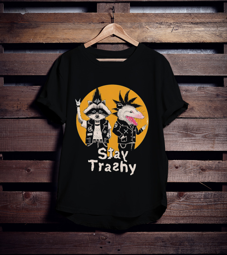Stay Trashy Rock And Roll Punk Raccoon And Possum T-Shirt