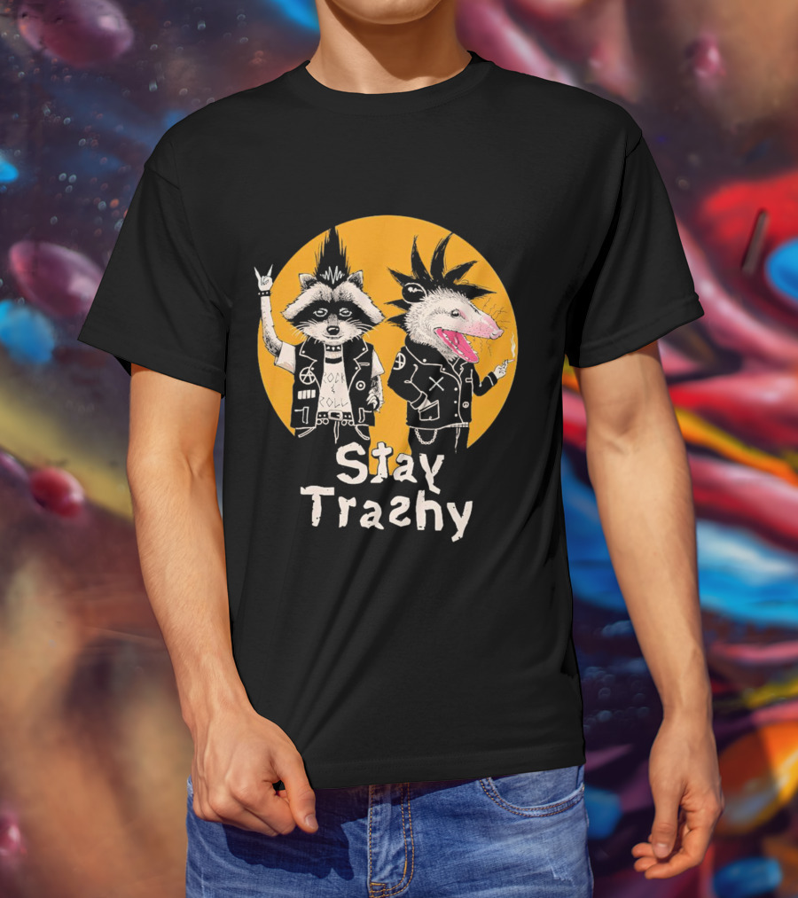 Stay Trashy Rock And Roll Punk Raccoon And Possum T-Shirt