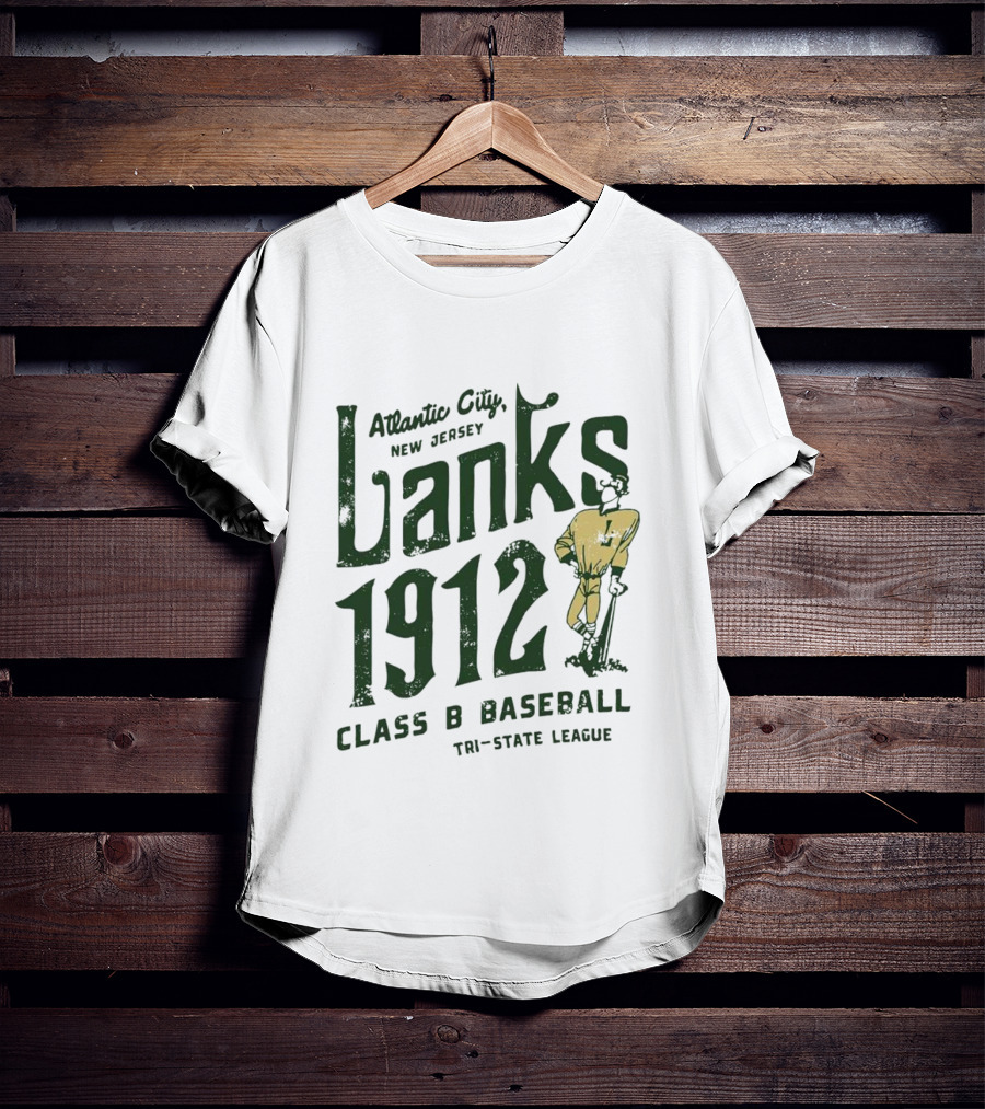 Atlantic City Lanks 1912 New Jersey Class B Baseball Tri-State League T-Shirt