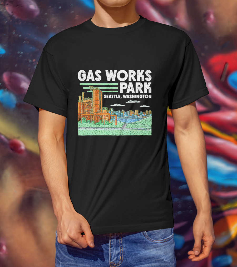 Gas Works Park Seattle Washington Industrial Landmark Skyline T-Shirt