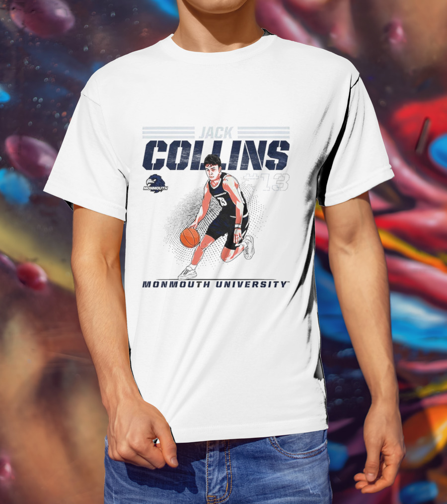 Jack Collins Monmouth University Basketball Number 13 Caricature T-Shirt
