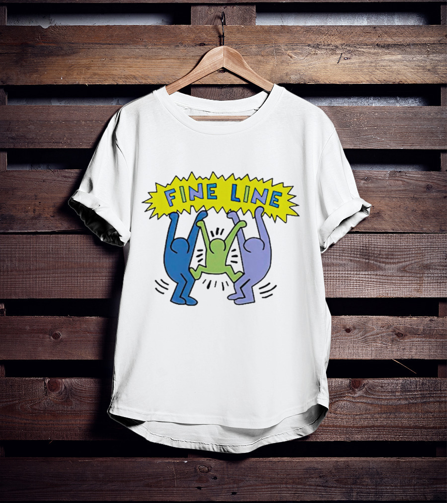 Fine Line Colorful Figures In Haring T-Shirt