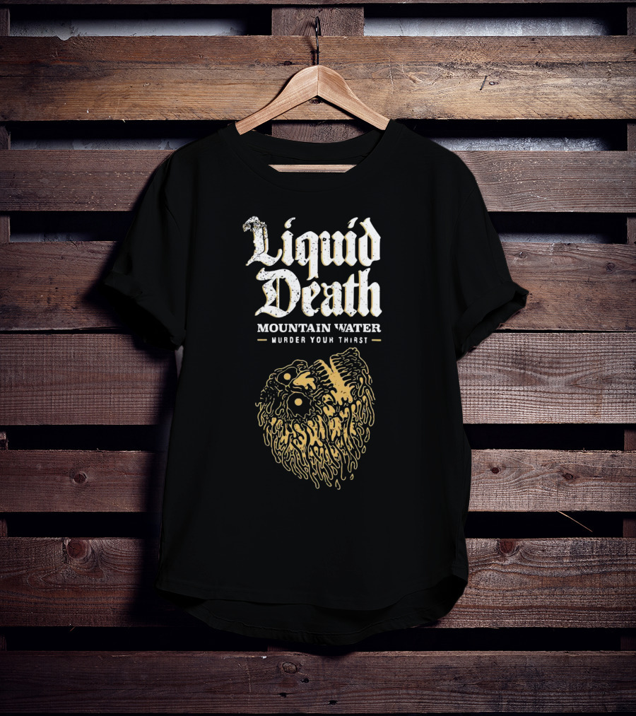 Liquid Death Mountain Water Murder Your Thirst Skull Head T-Shirt