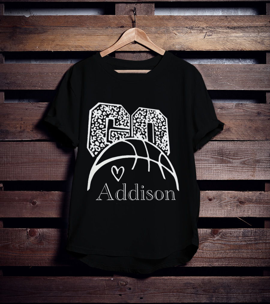 Go Addison Basketball Heart Ball T-Shirt