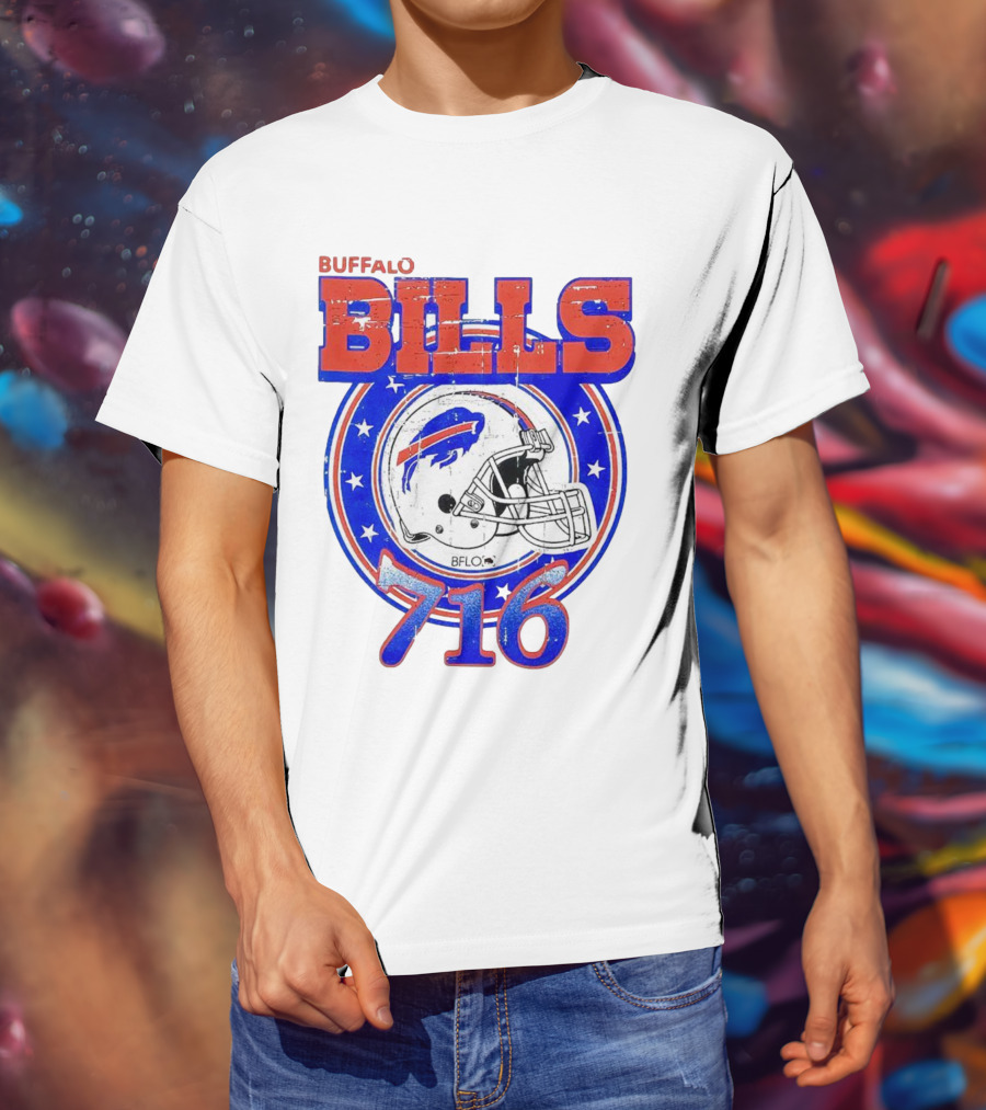 Buffalo Bills Bflo 716 Day Celebration Helmet Stars T-Shirt