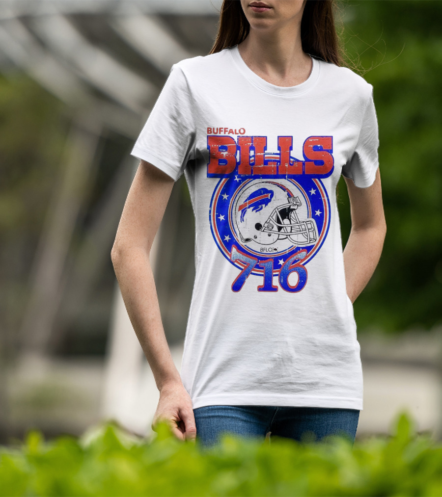 Buffalo Bills Bflo 716 Day Celebration Helmet Stars T-Shirt