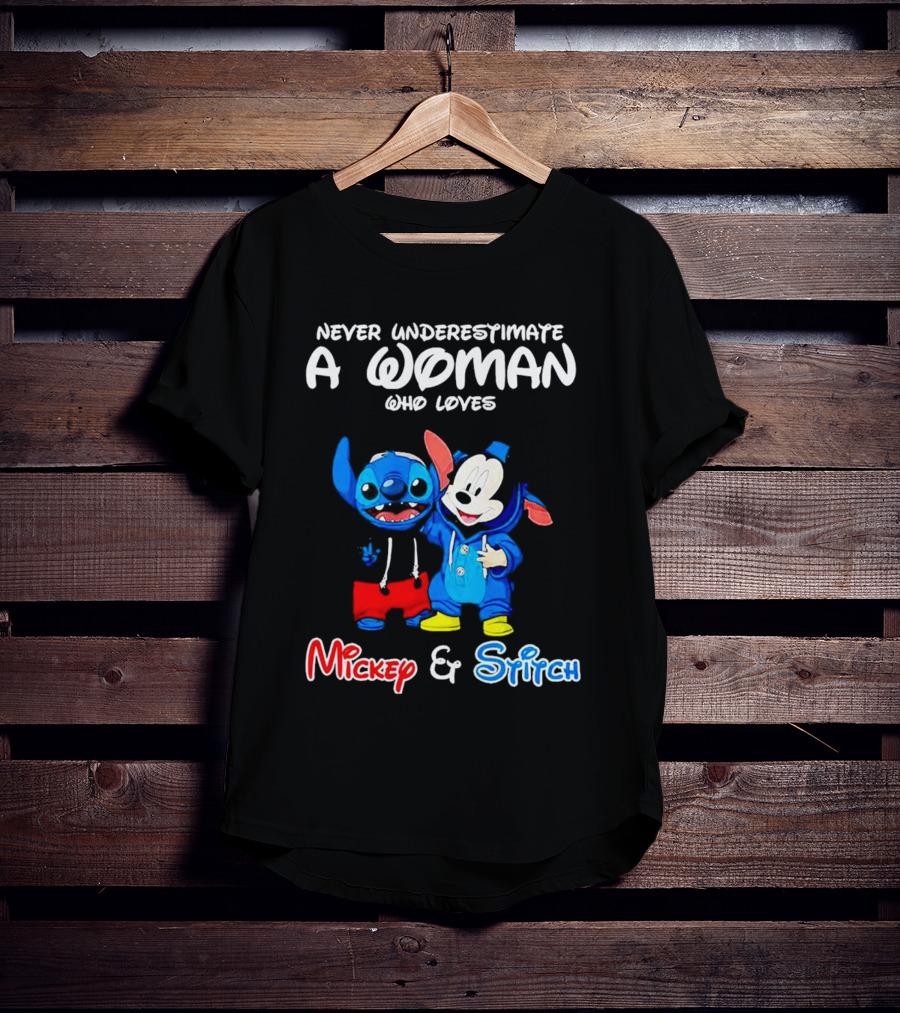Never Underestimate A Woman Who Loves Mickey And Stitch T-Shirt