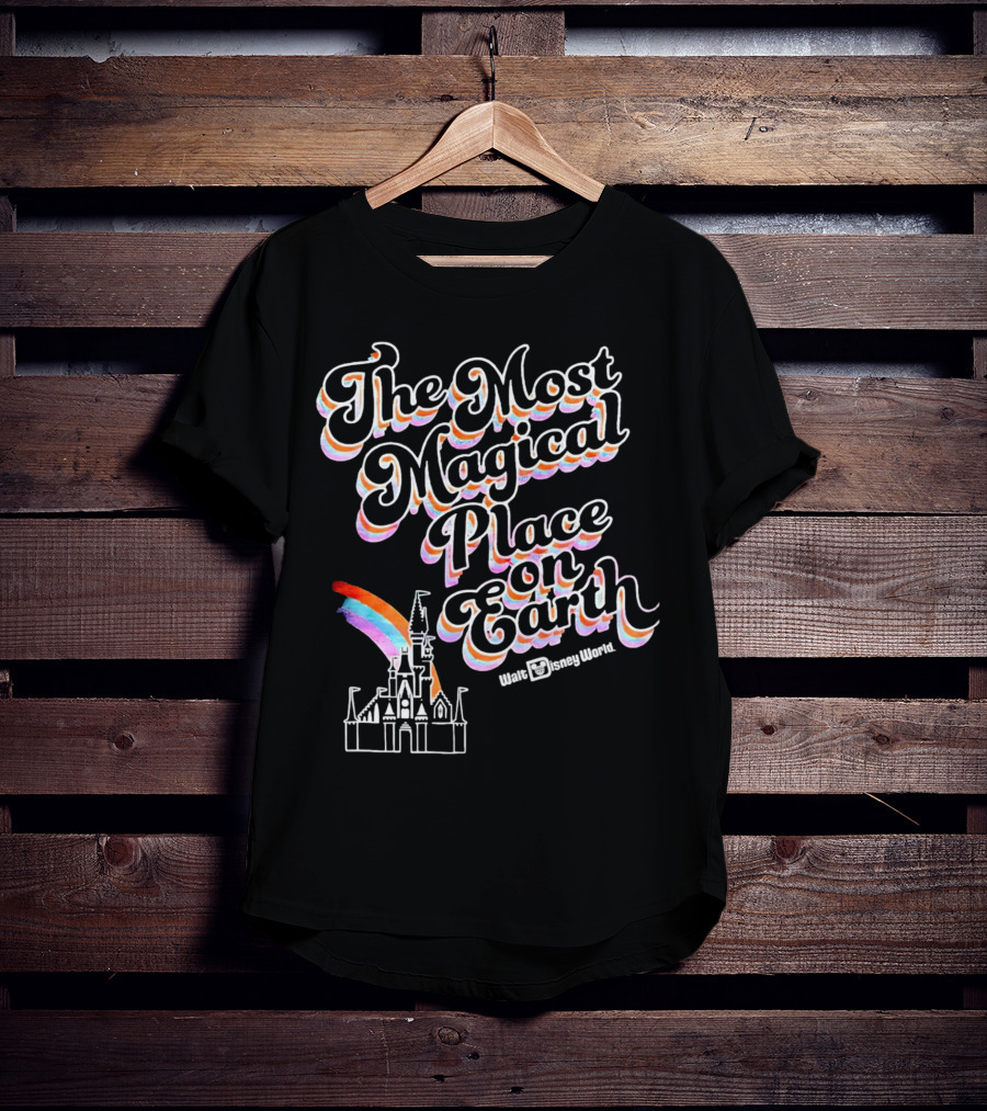 Walt Disney World The Most Magical Place On Earth With Castle And Rainbow T-Shirt