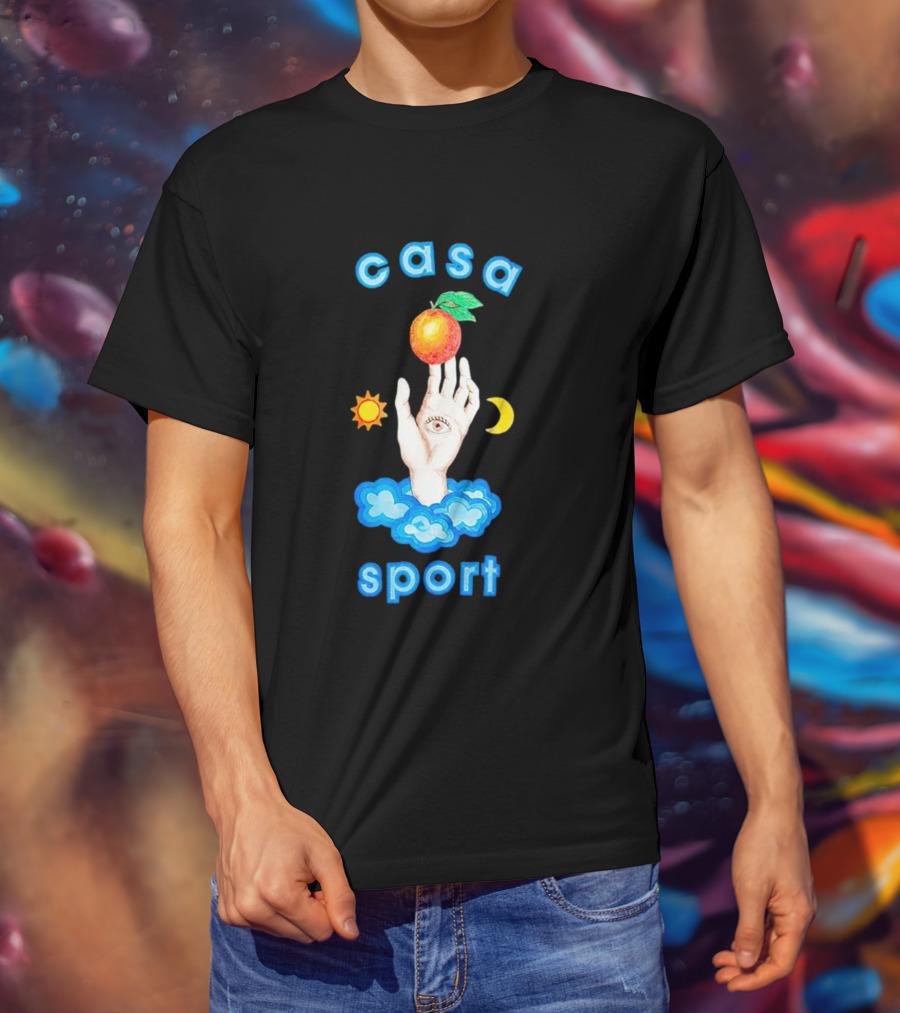 Casa Sport Hand And Eye With Sun Moon Clouds And Fruit T-Shirt