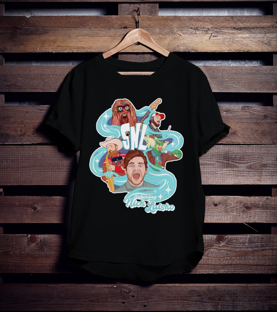 Saturday Nick Lutsko SNL Characters And Music Elements T-Shirt