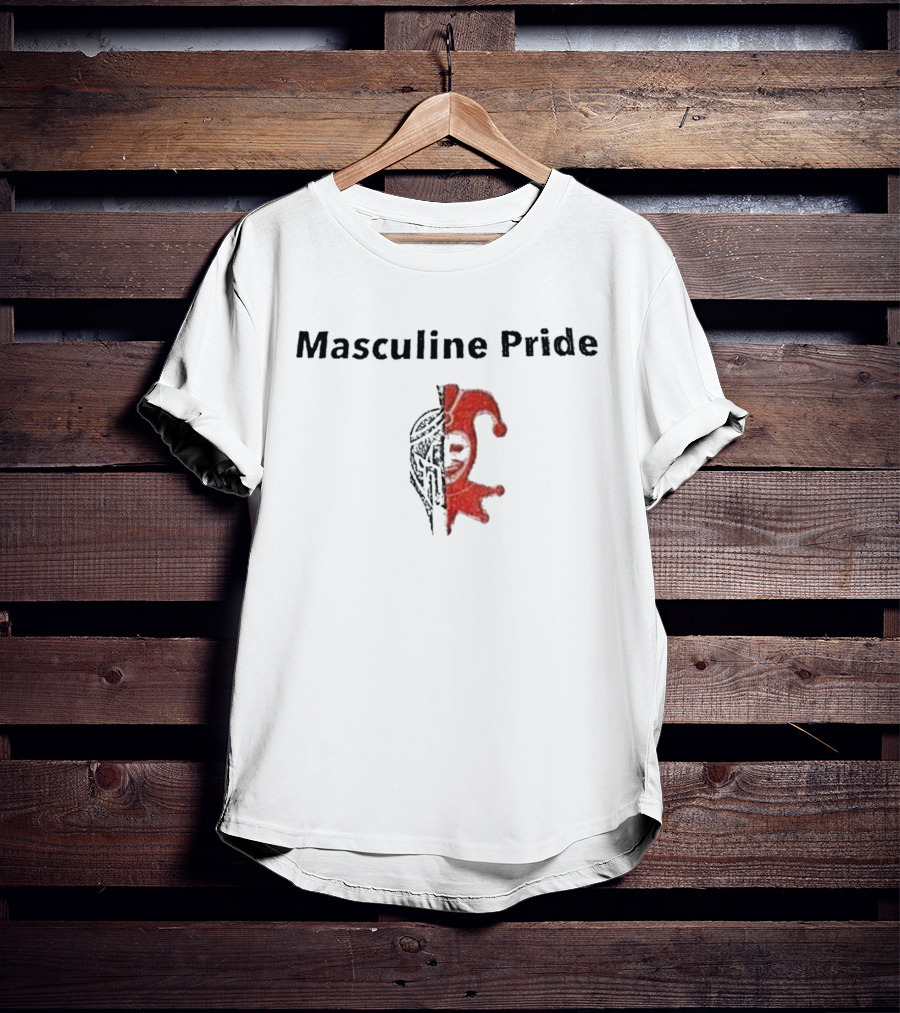 Masculine Pride Jester And Warrior Helmet Fusion T-Shirt