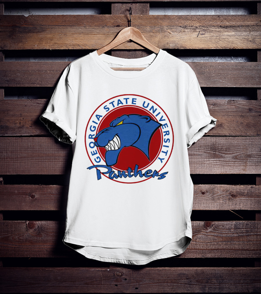 Georgia State University Panthers Blue Panther Head On Red Circle T-Shirt