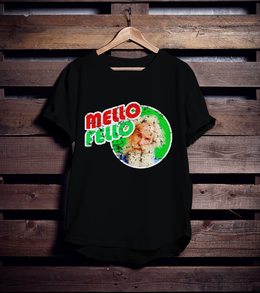 Mello Fello Vintage Distressed Green Red Circle With Bearded Man T-Shirt