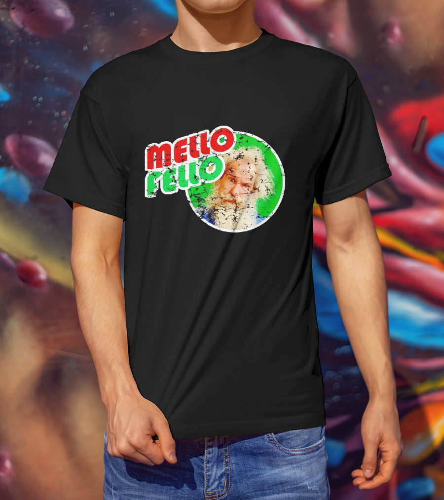 Mello Fello Vintage Distressed Green Red Circle With Bearded Man T-Shirt