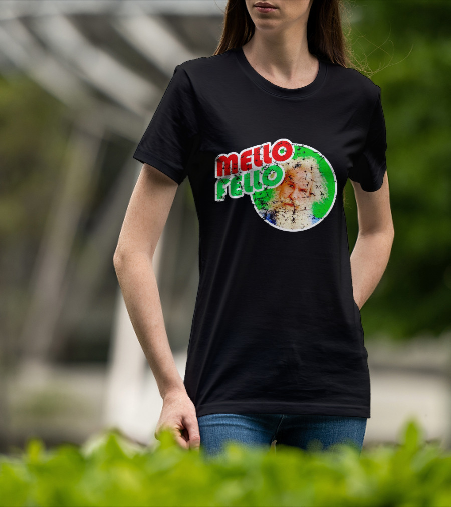 Mello Fello Vintage Distressed Green Red Circle With Bearded Man T-Shirt