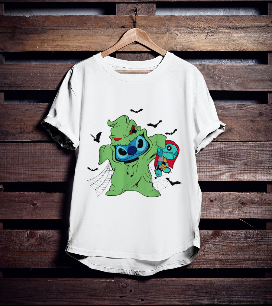 Oogie Boogie Bash Stitch Halloween Horror With Bats And Doll T-Shirt