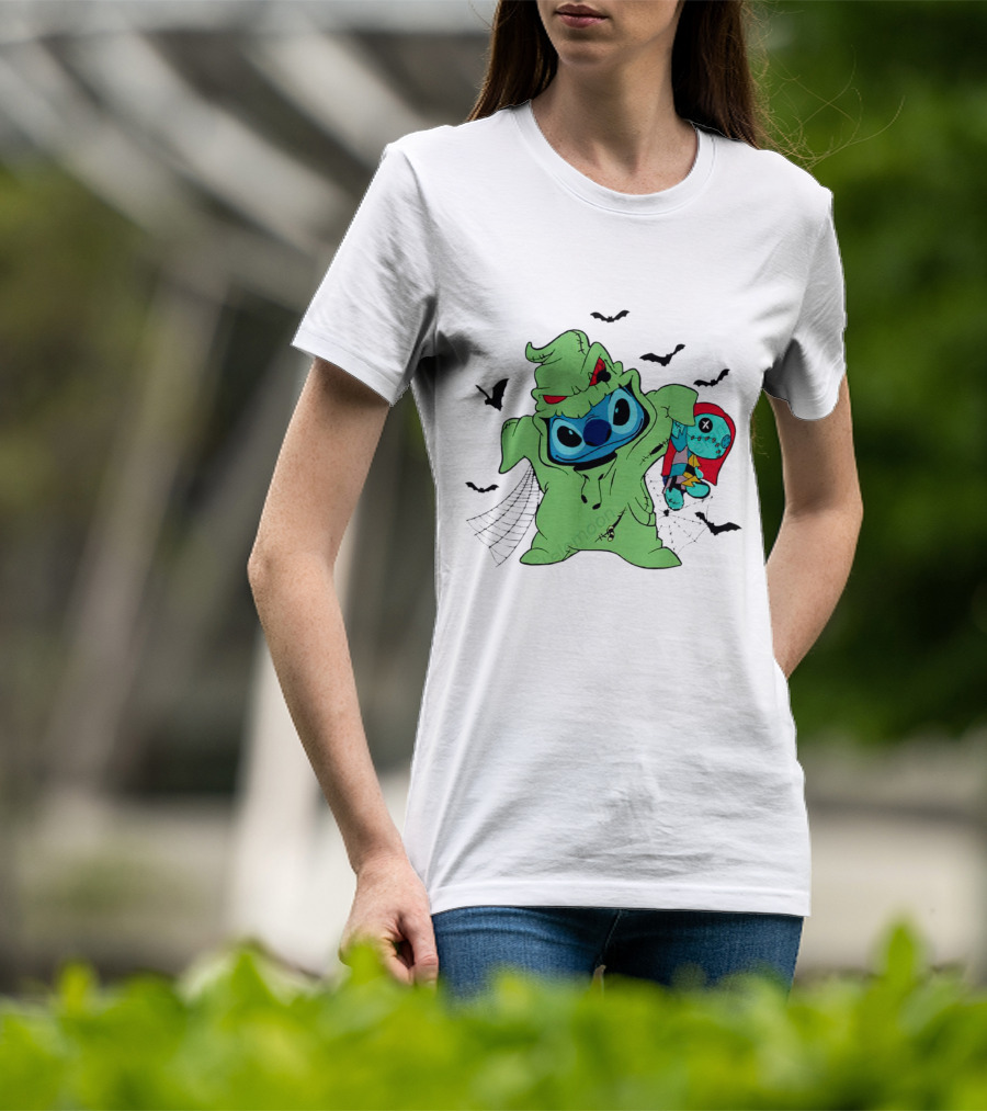 Oogie Boogie Bash Stitch Halloween Horror With Bats And Doll T-Shirt