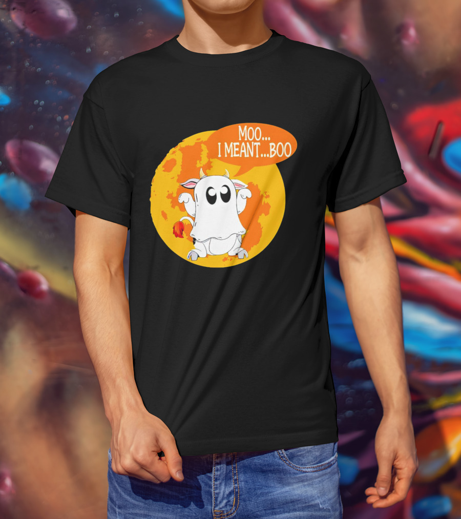 Moo I Meant Boo Ghost Cow Halloween Costume T-Shirt