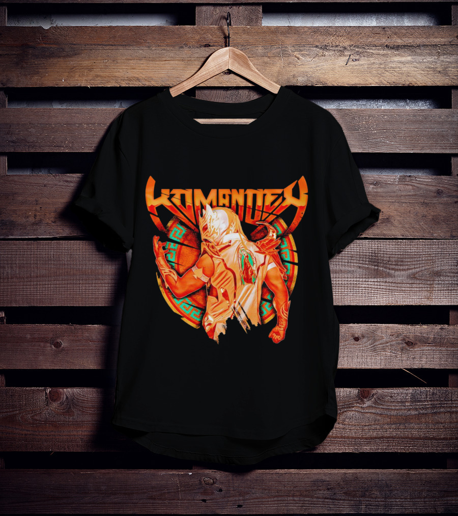 Kommander El As Del Espacio Guerrero Con Máscara Y Tatuaje Espiral Colorido T-Shirt